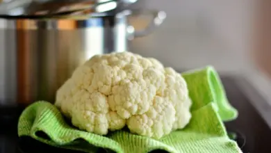 Cauliflower head on cloth