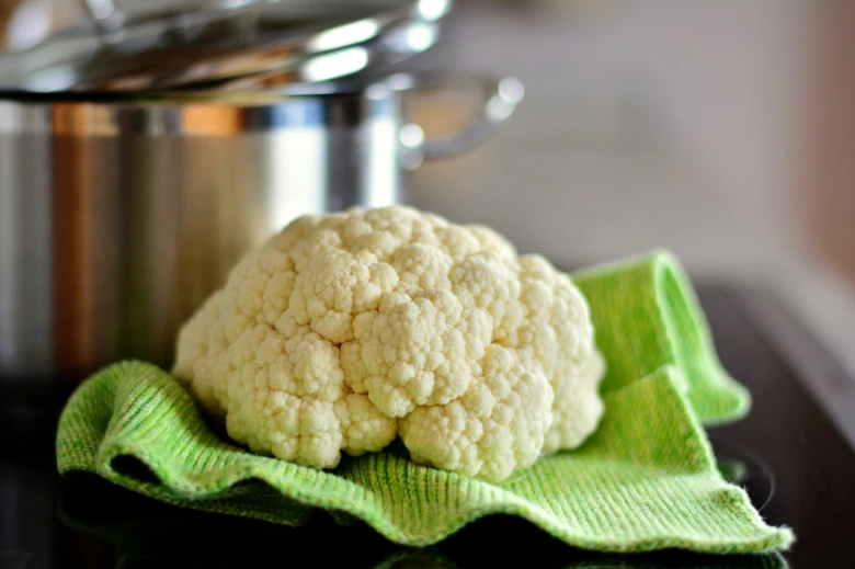 Cauliflower head on cloth