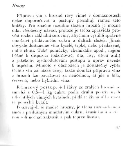 Starý článek o domácí výrobě vína z hroznů s recepturou.