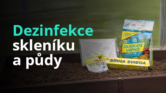 Produkty na dezinfekci skleníku s sírou a vápnem.