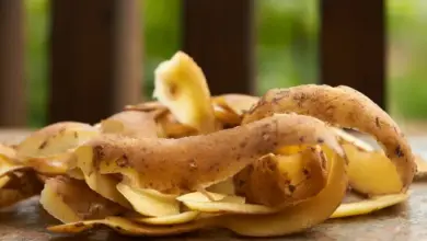 Svazek čerstvých bramborových slupek na kamenné ploše.