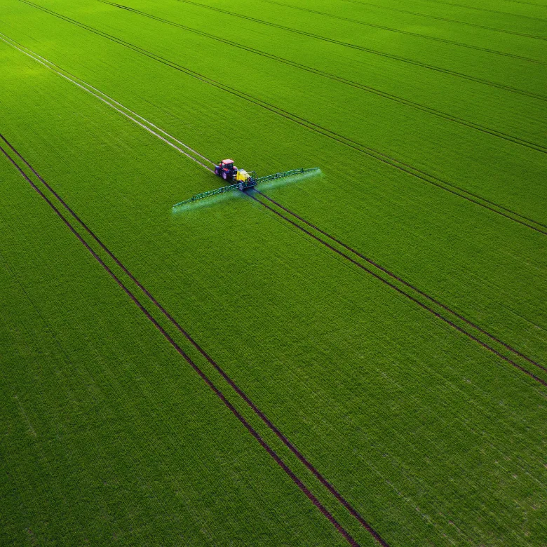 Tractor spraying field